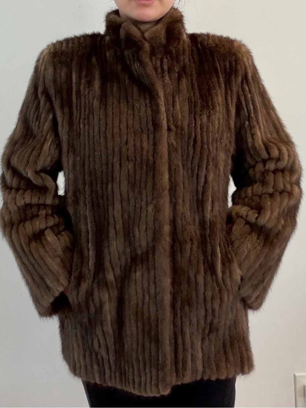 Vintage genuine mink fur coat .Handy crafted